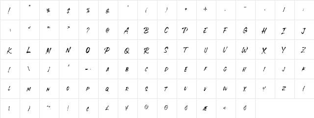 SEBLAQUE DEMO Regular  glyph index