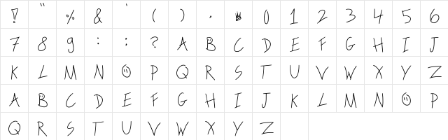 Scribble On The Bus Regular  glyph index