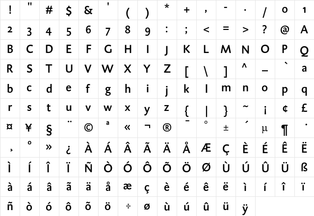 DTL Caspari ST Medium  glyph index