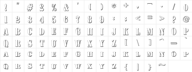 AustralianFlyingCorpsStencilSh Regular  glyph index