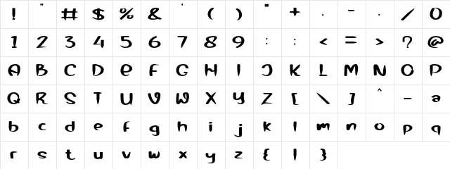 Mermaid Baby Regular  glyph index