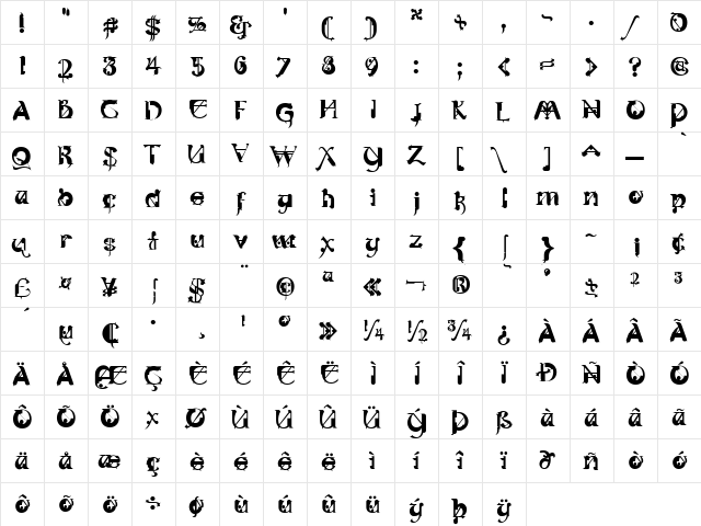 GargoilICG Medium  glyph index