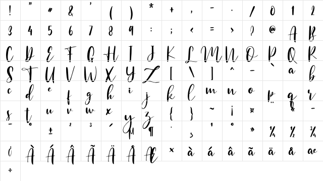 PianoTeacher Regular  glyph index