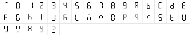 7Segments Regular  glyph index