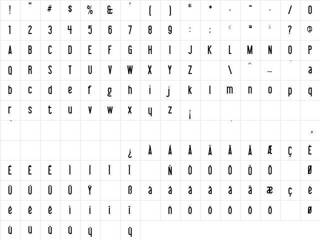 Libel Suit Regular  glyph index