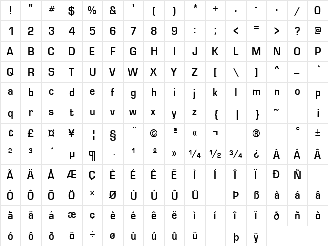Green Mountain 10 Regular  glyph index