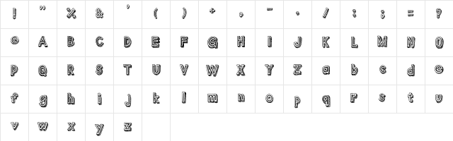 Outlyne Regular  glyph index