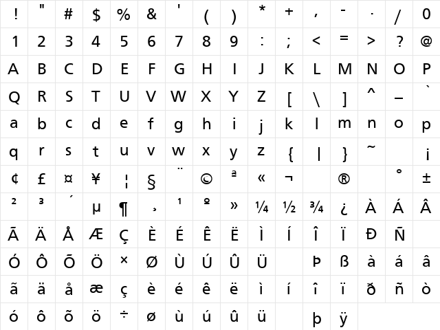 Four Sticks 19 Regular  glyph index