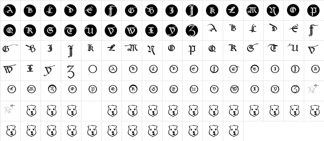 SchneidlerSchwabachInitials Regular  glyph index
