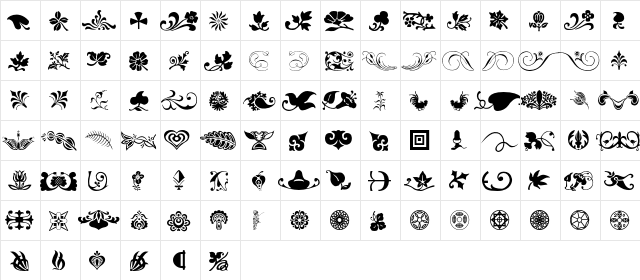 Alien Ornaments  glyph index