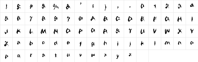 Harley Q Regular  glyph index