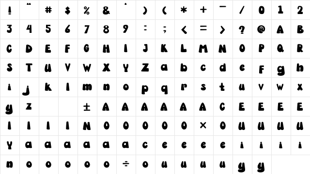 Sleep Baby Regular  glyph index
