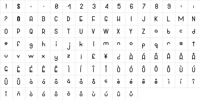 Bowhouse Black  glyph index