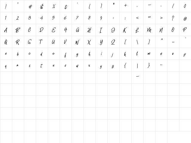 Midsummer Regular  glyph index