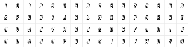 Heritage Light Italic  glyph index