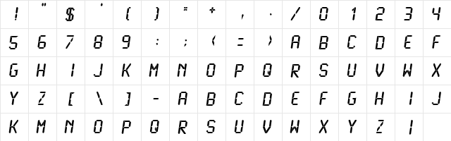 LCDMono Bold  glyph index