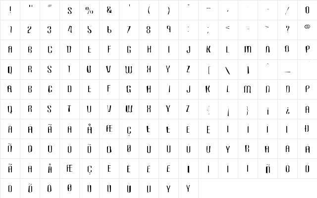 Carbon Block Gaunt Regular  glyph index