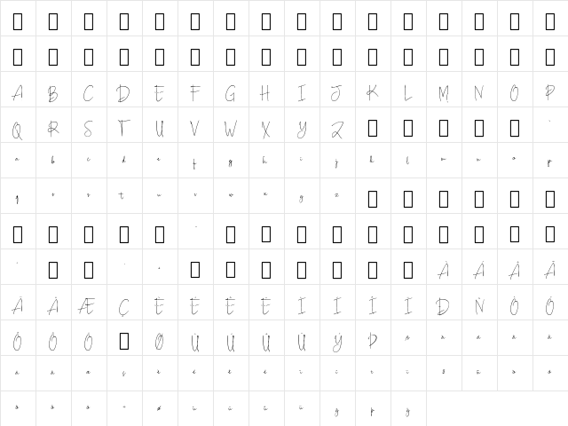 Scripty Demo Regular  glyph index