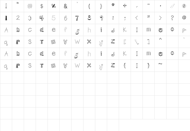 CK Wild n Crazy Regular  glyph index