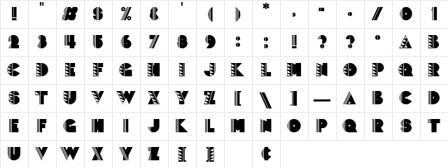 PopticsTwo Regular  glyph index