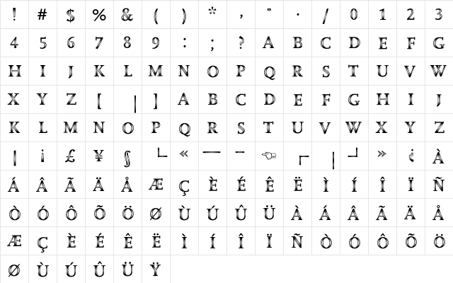 ScalaJewel Crystal Regular  glyph index