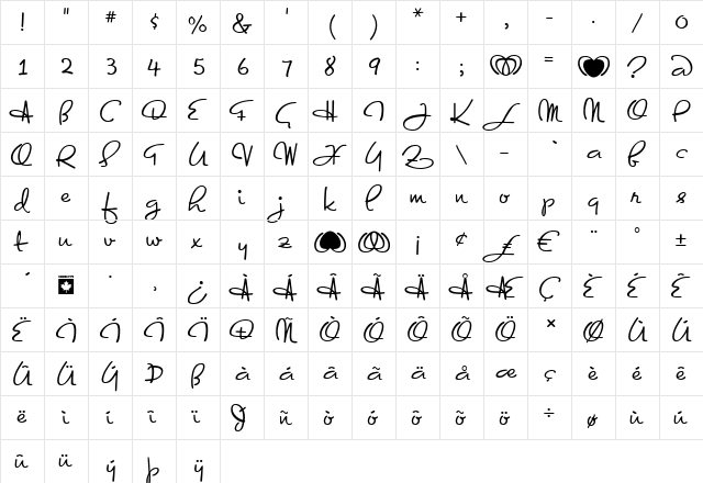 Dominique Regular  glyph index