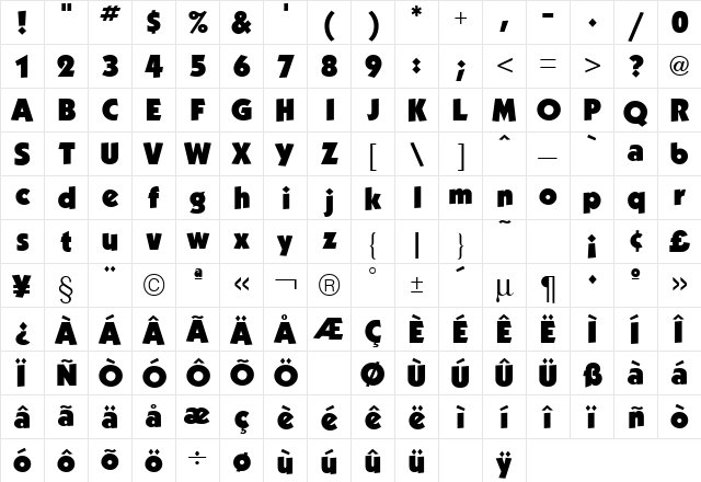Kabel Ultra Regular  glyph index