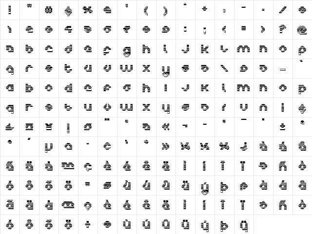Charlie's Angles Chrome Regular  glyph index