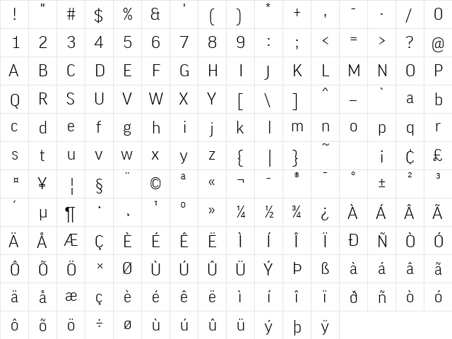 Good-Light Regular  glyph index