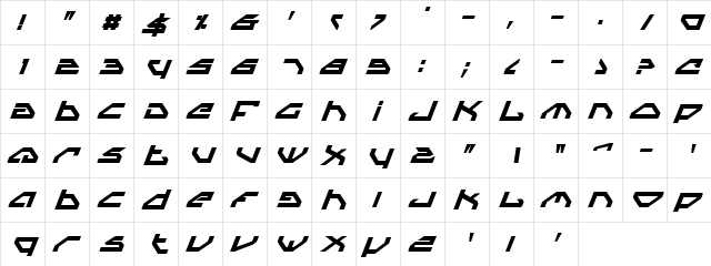 Spylord Bold Italic Bold Italic  glyph index