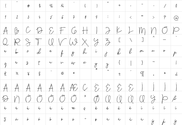 Cashews Regular  glyph index