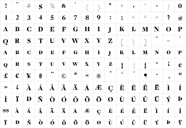 FreightDispBlackSC Regular  glyph index