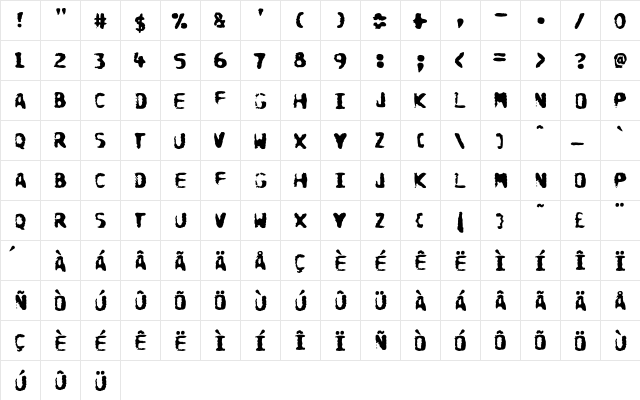 DoomsDay Regular  glyph index