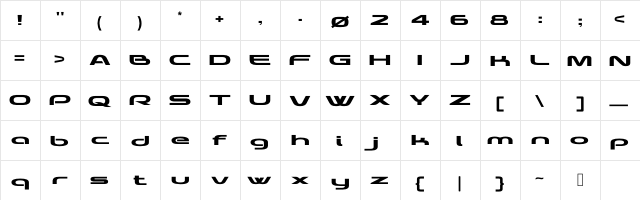 KIQ Demo Bold  glyph index