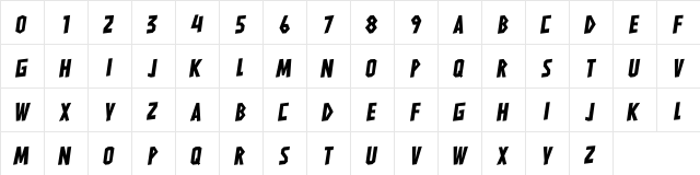 HARDLINERS Regular  glyph index