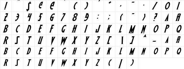 Wolf's Bane Bold Italic Bold Italic  glyph index