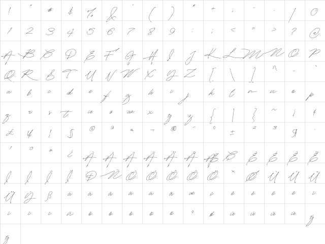 mightam Regular  glyph index