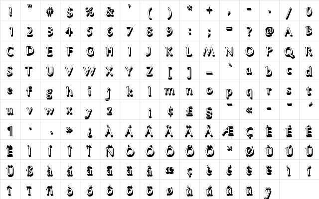 BarbedorTMedSh1 Regular  glyph index