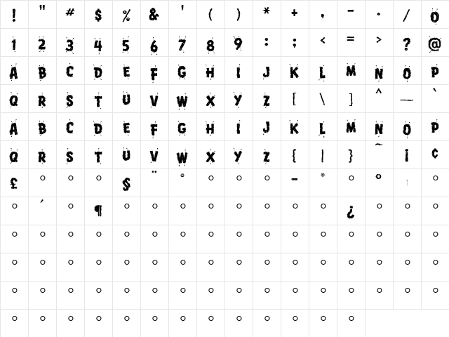 VoodooHousePins Medium  glyph index