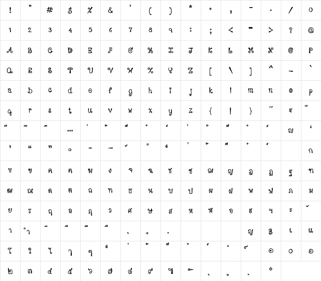 Little_Star_0506 Regular  glyph index