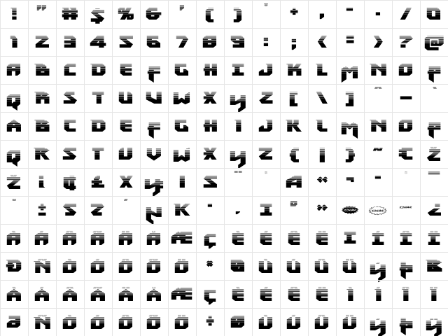 Heavy Copper Halftone Regular  glyph index