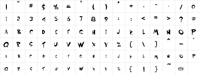 Etcetera Regular  glyph index