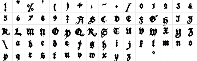 Season of the Witch Black Regular  glyph index