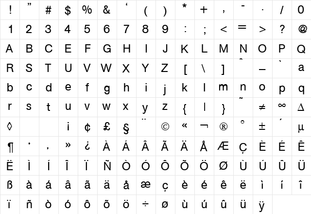 Atkins Regular  glyph index
