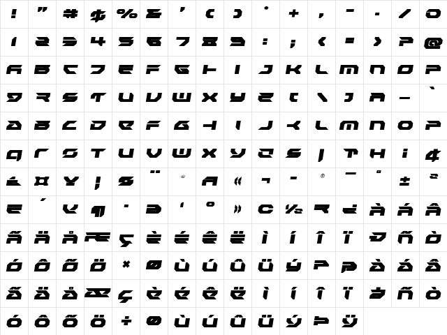Royal Samurai Semi-Italic Semi-Italic  glyph index