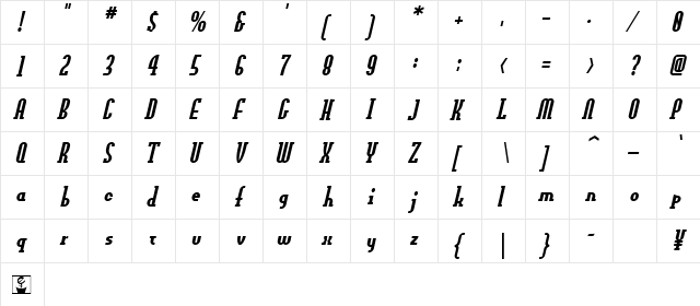 OLDNEW Slider  glyph index