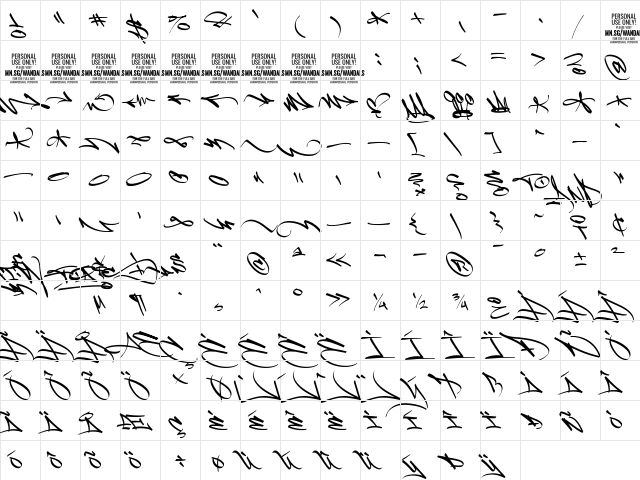 Light Wandals Element PERSONAL Regular  glyph index