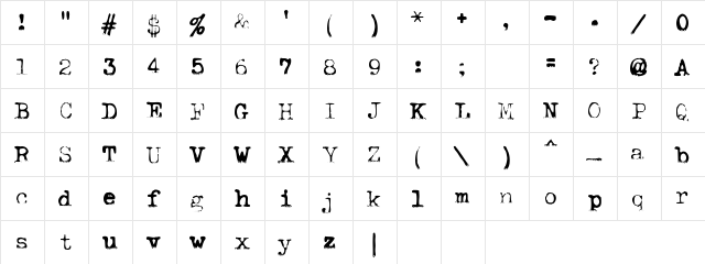 AL ModernType Regular  glyph index