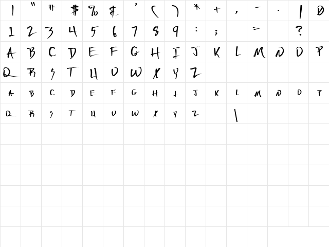 Deranged 4 Regular  glyph index