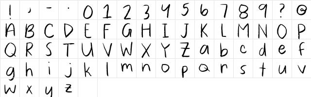 Callie Chalk Font Regular  glyph index